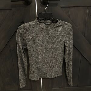 SHEIN Charcoal Ribbed Knit Top